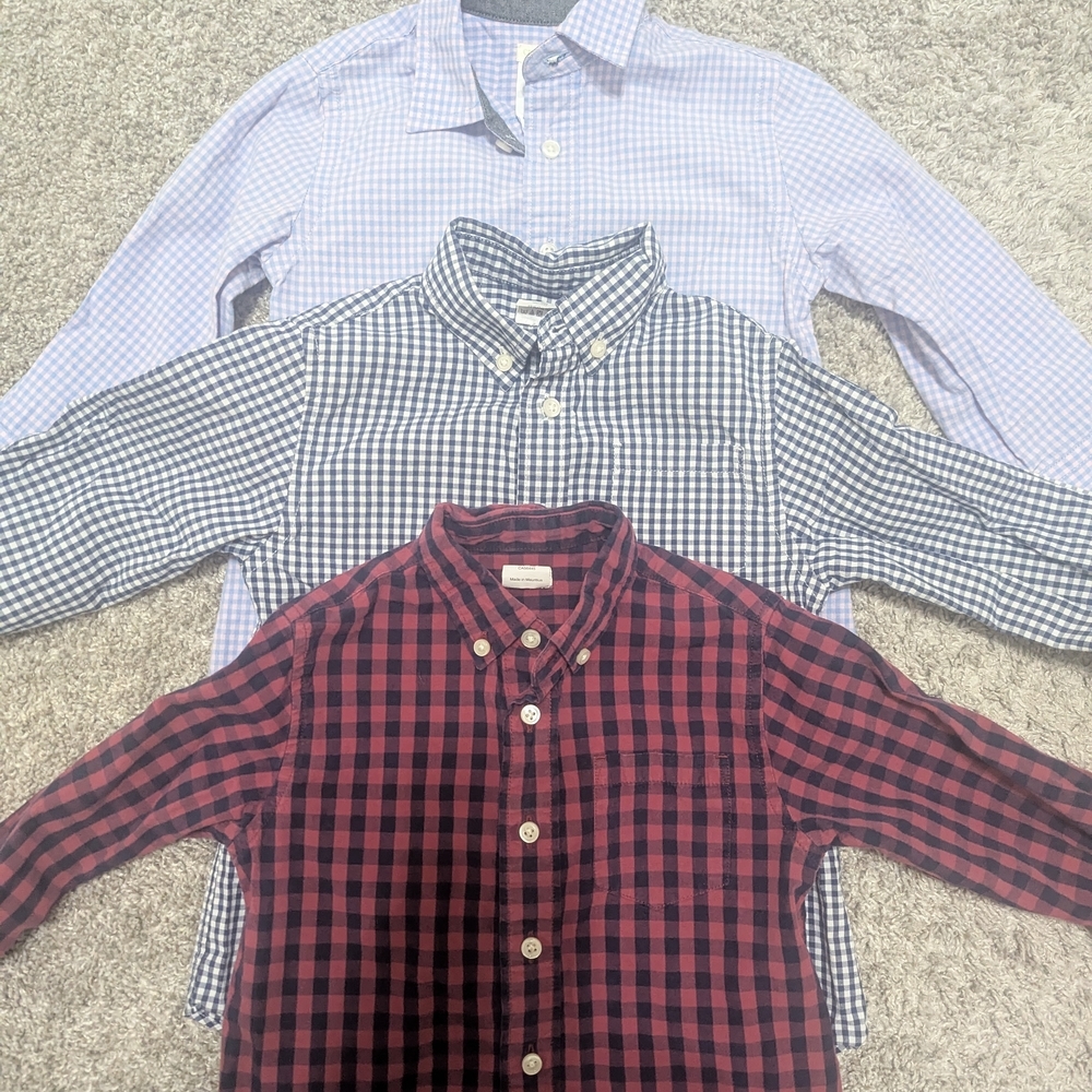 Crewcuts Set of Three Gingham Button-Down Shirts